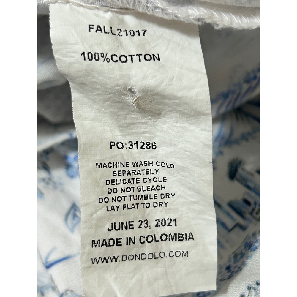 Dondolo XL Toile Top Blue White Smocked Puff Sleeve Cotton Cottage Ferris Travel - Picture 4 of 11